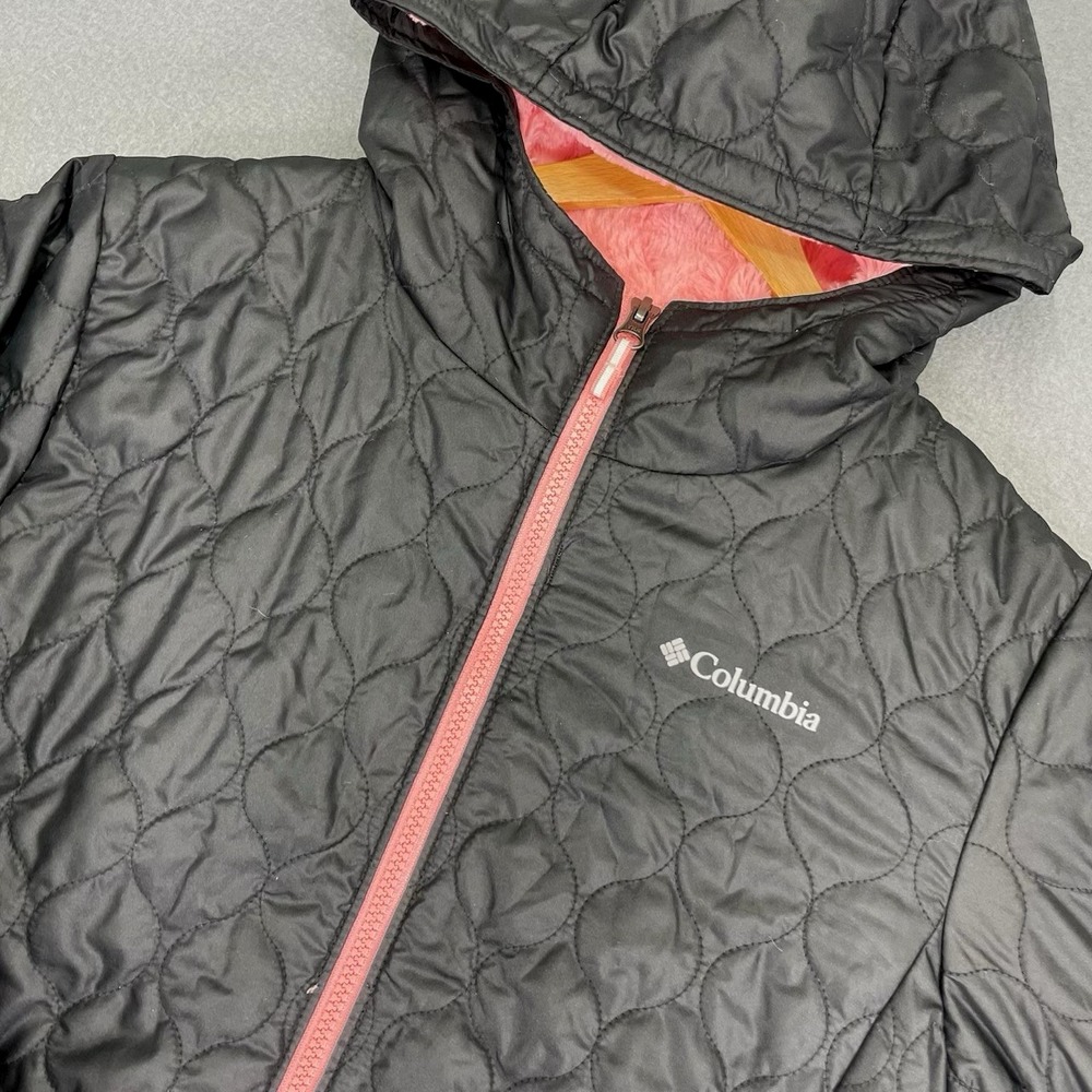 Columbia Girls Quilted XL Sherpa Fleece Lined Bella Pink Plush Blk Coat (18/20)